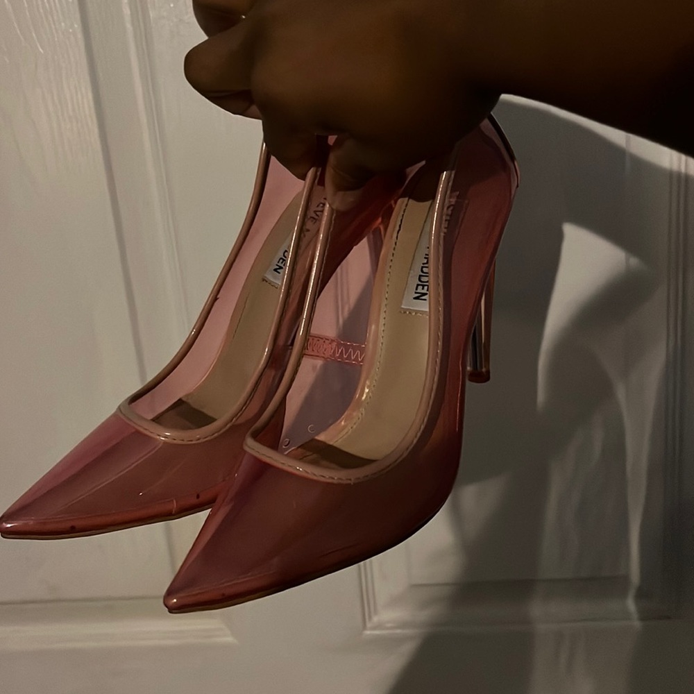 clear pink steve madden heels
